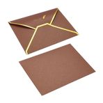 Düğün Davetiyeleri, 20'li Paket Çok Renkli V Kapaklı Zarflar 7x5 inç İnci Kaplamalı Kağıt Altın Kenar Davetiye(Brown)