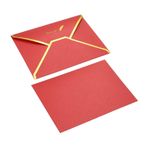 Düğün Davetiyeleri, 20'li Paket Çok Renkli V Kapaklı Zarflar 7x5 inç İnci Kaplamalı Kağıt Altın Kenar Davetiye(Red)