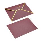 Düğün Davetiyeleri, 20'li Paket Çok Renkli V Kapaklı Zarflar 7x5 inç İnci Kaplamalı Kağıt Altın Kenar Davetiye(Wine Red)