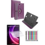 Duhalıne Lenovo Tab P11 11.5" Uyumlu Standlı Tablet Kılıfı + Kırılmaz Ekran Koruyucu+ Dokunmatik Kalem - Mor