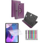Duhalıne Lenovo Tab P11 Pro 2.Nesil 11.2" Uyumlu Standlı Tablet Kılıfı + Kırılmaz Ekran Koruyucu+ Dokunmatik Kalem - Mor