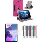 Duhalıne Lenovo Tab P11 Pro 2.Nesil 11.2" Uyumlu Standlı Tablet Kılıfı + Kırılmaz Ekran Koruyucu+ Dokunmatik Kalem - Pembe