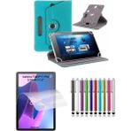 Duhalıne Lenovo Tab P11 Pro 2.Nesil 11.2" Uyumlu Standlı Tablet Kılıfı + Kırılmaz Ekran Koruyucu+ Dokunmatik Kalem - Turkuaz