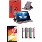 Duhalıne Redmi Pad SE 11" Uyumlu Standlı Tablet Kılıfı + Kırılmaz Ekran Koruyucu+ Dokunmatik Kalem - Kırmızı