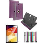 Duhalıne Redmi Pad SE 11" Uyumlu Standlı Tablet Kılıfı + Kırılmaz Ekran Koruyucu+ Dokunmatik Kalem - Mor