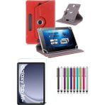 Duhalıne Samsung Galaxy Tab A9 Plus 11" Uyumlu Standlı Tablet Kılıfı + Kırılmaz Ekran Koruyucu+ Dokunmatik Kalem - Kırmızı