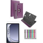 Duhalıne Samsung Galaxy Tab A9 Plus 11" Uyumlu Standlı Tablet Kılıfı + Kırılmaz Ekran Koruyucu+ Dokunmatik Kalem - Mor