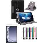 Duhalıne Samsung Galaxy Tab A9 Plus 11" Uyumlu Standlı Tablet Kılıfı + Kırılmaz Ekran Koruyucu+ Dokunmatik Kalem - Siyah