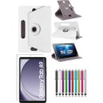 Duhaline Samsung Galaxy Tab A9 SM-X110 8.7" Standlı Tablet Kılıfı + Kırılmaz Ekran Koruyucu+ Dokunmatik Kalem - Beyaz