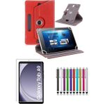 Duhaline Samsung Galaxy Tab A9 SM-X110 8.7" Standlı Tablet Kılıfı + Kırılmaz Ekran Koruyucu+ Dokunmatik Kalem - Kırmızı