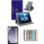 Duhaline Samsung Galaxy Tab A9 SM-X110 8.7" Standlı Tablet Kılıfı + Kırılmaz Ekran Koruyucu+ Dokunmatik Kalem - Lacivert