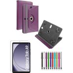 Duhaline Samsung Galaxy Tab A9 SM-X110 8.7" Standlı Tablet Kılıfı + Kırılmaz Ekran Koruyucu+ Dokunmatik Kalem - Mor