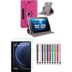 Duhalıne Samsung Galaxy Tab S9 11" Uyumlu Standlı Tablet Kılıfı + Kırılmaz Ekran Koruyucu+ Dokunmatik Kalem - Pembe