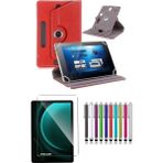Duhalıne Samsung Galaxy Tab S9 FE SM-X510 10.9" Uyumlu Standlı Tablet Kılıfı + Kırılmaz Ekran Koruyucu+ Dokunmatik Kalem - Kırmızı