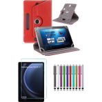 Duhalıne Samsung Galaxy Tab S9 Uyumlu Standlı Tablet Kılıfı + Kırılmaz Ekran Koruyucu+ Dokunmatik Kalem - Kırmızı