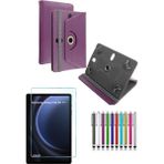 Duhalıne Samsung Galaxy Tab S9 Uyumlu Standlı Tablet Kılıfı + Kırılmaz Ekran Koruyucu+ Dokunmatik Kalem - Mor