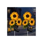 DUHALINE Solar Bahçe Işıkları Güneş Enerjili Ayçiçeği LED Aydınlatma 3 Yapraklı,Solar Sunflower Lights(2 Adet