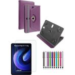 Duhalıne Xiaomi Pad 6 Uyumlu Standlı Tablet Kılıfı + Kırılmaz Ekran Koruyucu+ Dokunmatik Kalem - Mor