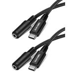 DuKabel USB C jak adaptörü 2 adet USB C 3,5 mm soket kulaklık ses adaptörü Samsung Galaxy Note20 S21 Ultra Note10 A80 Huawei P40/P30 Pro/P20, Google Pixel 4XL, OnePlus 7, Xiaomi için