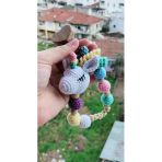 Dukakidstoys Amigurumi Unicorn İsimli Emzik Zinciri Aksesuar Oyuncak Hediyelik
