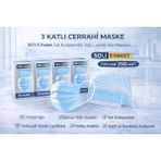 Dukkanıum 3 Katlı Cerrahi Maske 50'li 5 Paket Tek Kullanımlık Telli Lastikli Yüz Maskesi Toplam 250 Adet