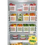 Dükkanönü 10 Adet Jumbo Buzdolabı Ve Dolap Içi Düzenleyici Organizer Buzdolabı Sepeti Org-23