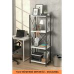 Dulgera Fourty 4 Raflı Metal Dar Tekli Kitaplık | Dekoratif Ofis Salon Rafı 124 cm - Beyaz