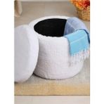 Dulgera Peluş Sandıklı Large Çok Amaçlı Puf - Beyaz