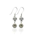 Duman Kristal Işıltılı Yuvarlak Taşlı Gümüş Kadın Küpe 4.3X1 Cm