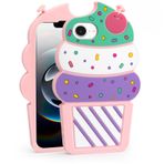 Dumkery Sevimli Dondurma Telefon Kılıfı iPhone 16e ile Uyumlu, Cupcakes 3D Komik Karikatür Yumuşak Silikon Darbeye Dayanıklı Kılıflar Çocuklar Kızlar Kadınlar için Kapak
