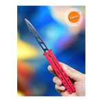 Dummy13 Kelebek Antrenman Bıçağı Siyah Motifli Kırmızı Renk Butterfly Knife Plastik