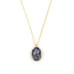 Dumortierite Doğal Taş Gold Renkli Kolye KLY-1249