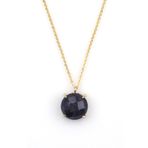 Dumortierite Doğal Taş Gold Renkli Kolye KLY-1302