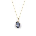 Dumortierite Doğal Taş Gold Renkli Kolye KLY-893