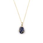 Dumortierite Doğal Taş Gold Renkli Kolye KLY-895
