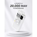 Dunai Powerbank Şarj Cihazı 4 Çıkışlı 20.000 Mah Powerbank Kompakt Yüksek Kapasiteli Hızlı Şarj - Renkli
