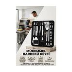 Dunai Profesyonel Barbekü Seti 20 Parça Çantalı Paslanmaz Çelik Mangal Maşa Spatula Fırça Şiş 72 - Renkli