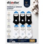 Dündar Erkek Pamuklu Çorap 6 Çift | Siyah & Beyaz Karışık Ekonomik Paket - 36 - 40 - Beyaz - Siyah