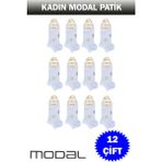 Dündar Kadın Modal Patik Çorap 12'li - Beyaz - 36 - 40