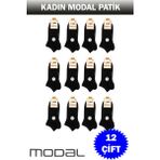Dündar Kadın Modal Patik Çorap 12'li - Siyah - 36 - 40