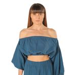 DUNİA%100 Pamuk Crop (İndigo Mavi, Tek Beden)