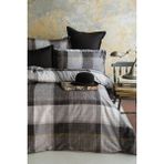 Dunloe Black 210 Tc (83 Tel) Dijital Pamuk Saten Nevresim Takımı Tek Kişilik - Siyah - Beyaz - 160 x 220 cm