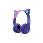 DÜNYA AKSESUAR Kafa üstü P47M kablosuz kulaklık sevimli kedi ile LED Stereo telefon Bluetooth kulaklık