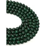 Dünya Doğal Taş 7,5 mm Malahit (Malakit) Taşı Dizi - 40 cm - Yeşil