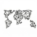 Dünya Haritası Duvar Sanatı - Geometrik Dünya Haritası - 3D Duvar Silueti Metal Duvar Dekoru Ev Ofis Dekorasyonu Yatak Odası Oturma Odası Dekor Heykel (59 inç G x 34 inç Y / 150 x 86 cm)