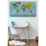 Dünya Haritası Eğitici Ülke Bayraklı Türkçe Harita Çocuk Odası Genç Odası Duvar Sticker 3865B - 65 x 100 cm