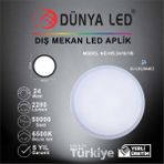 Dünya Led HS2410/1-B 24W Beyaz LED Glob Armatür 6500K Beyaz Işık