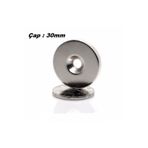 Dünya Magnet 1 Adet 30Mm X 10/5Mm X 5Mm Havşalı Vida Atılabilir Güçlü Neodyum Mıknatıs