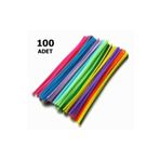 Dünya Magnet 100 Adet Karışık Renkli Şönil Setii Tüylü Tel, 30 Cm, Eğitici Şönil Seti, Peluş Tel