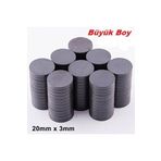 Dünya Magnet 250 Adet 20X3 Büyük Yuvarlak Ferrit Mıknatıs -Kokulu Taş-Nişan Süsleme Mıknatısı(250'Li Paket)